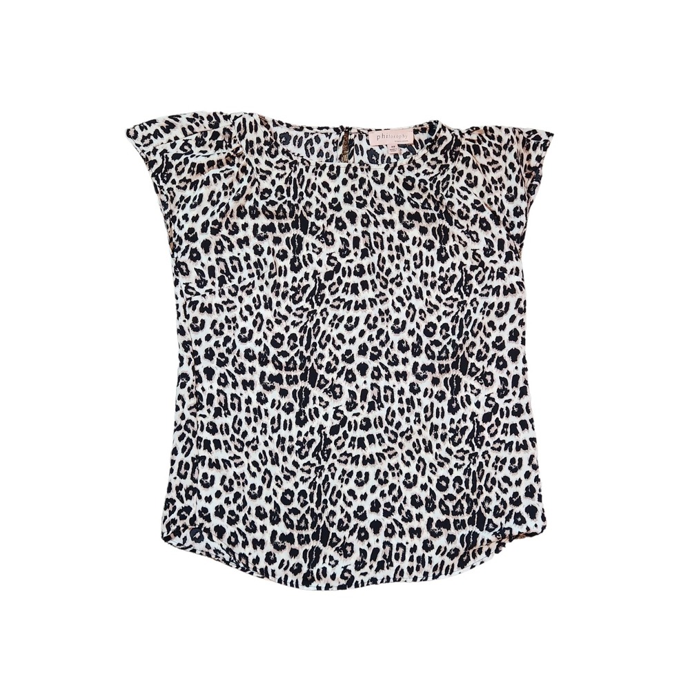 Philosophy Women Top XS Cheetah Print Sleeveless Blouse